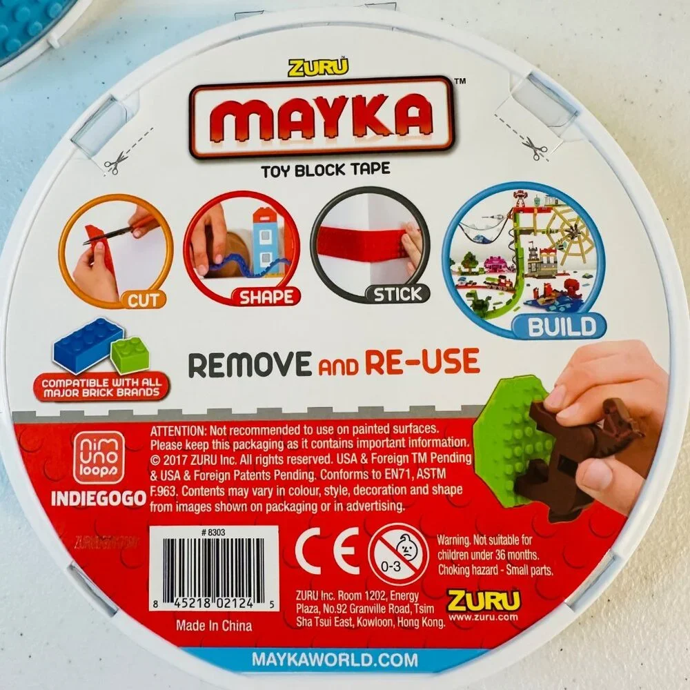 Mayka Blue Toy Block Tape 4 meters total (2 sets of 2m) Flexible Toy Block Tape - Picture 5 of 8